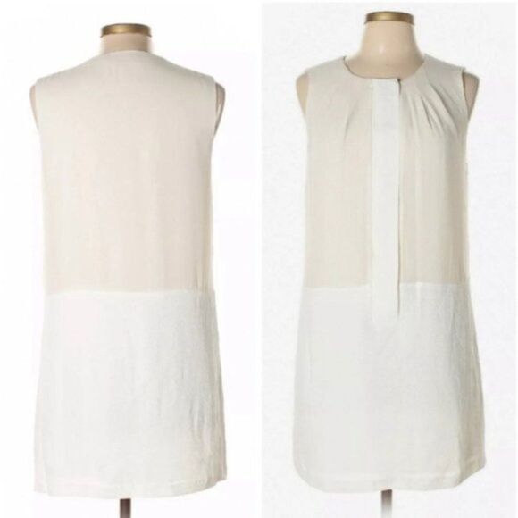 J BRAND Dress Womens 4 Sleeveless Mini Shift Sheer Ivory White - Picture 1 of 4